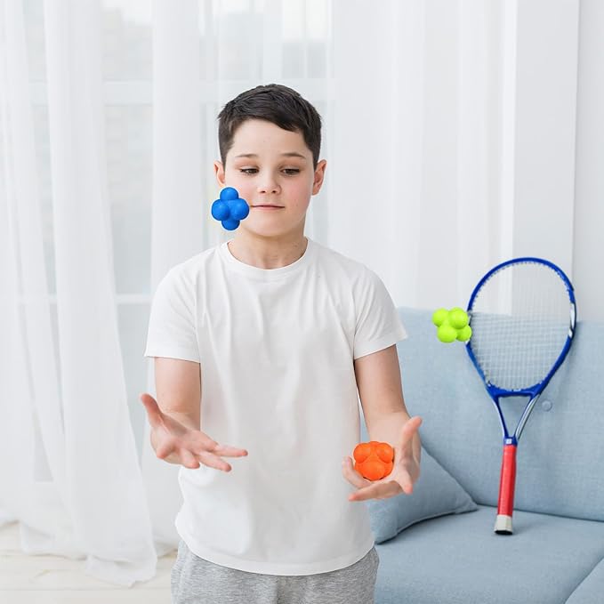 Toyvian 6 Pcs Agility Reaction Reflex Balls Bounce Ball Training Pack for Hand Eye Coordination Sports Workout Indoor Outdoor