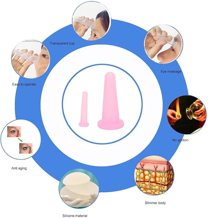 4Pcs Silicone Facial Cupping Therapy Set Mini Facial Cups Manual Body Face Massage Tool Don't Worry About Burns Health Care Products (2)