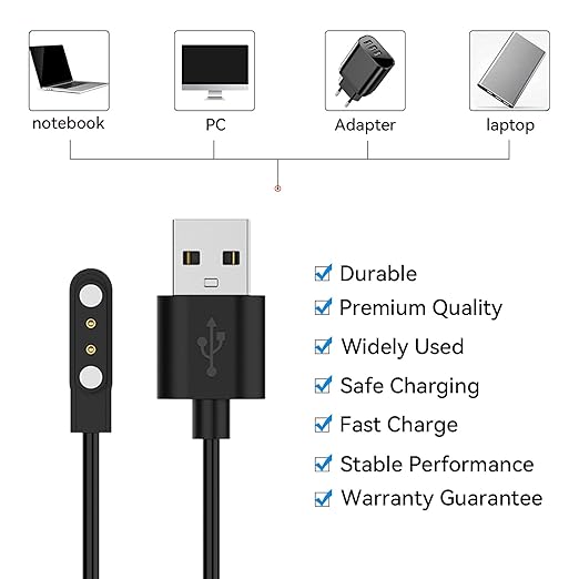Chofit Intended for SOLAWAVE 4-in-1 Red Light Therapy Wand Charging Cable Magnetic Replacement Charging Cord for SOLAWAVE Facial Wand Charger Accessories (Black&Black)