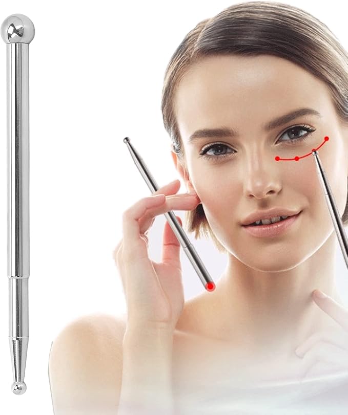 Agatige Acupuncture Pens, Stainless Steel Deep Tissue Massage Tool 13cm to 18cm Telescopic Manual Acupuncture Massage Pen for Full Body Meridian Pain Relief