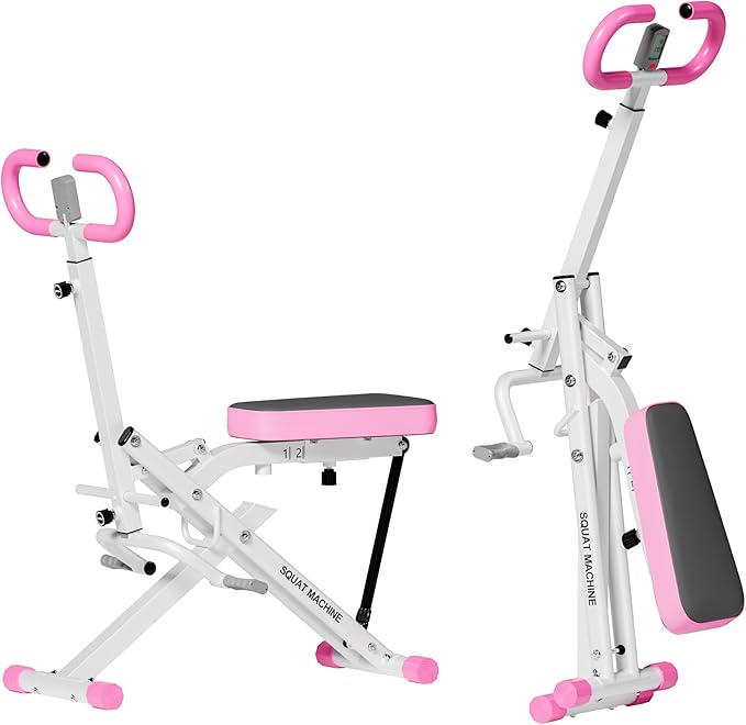 DlandHome Squat Machine, Squat Rowing Machine with Adjustable High-Strength Resistance Band for Home Gym, Foldable Leg Glute Trainer for Full Body 330lbs