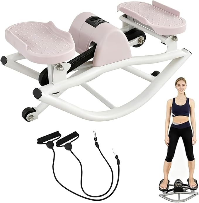 Rock Stepper Lateral Rocking Fitness Stepper U-Shaped Swing Fitness Equipment Equipped with a Digital Display/Resistance Band Lightweight and Portable Suitable for Home Apartment