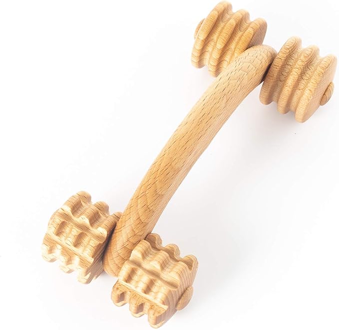 tuuli Accessories Back Massage Muscle Roller Tool Massager for Neck Shoulder Arms Legs Body Wooden 7 x 3 inches