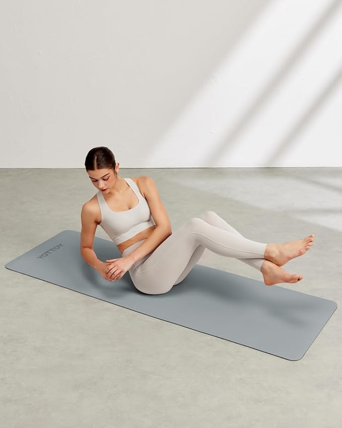 Yoga Mat,Non-Slip TPE Exercise Mat(1/4 Inch) for Pilates, Fitness & Barefoot Workouts, Home Gym Studio with Strap & Bag
