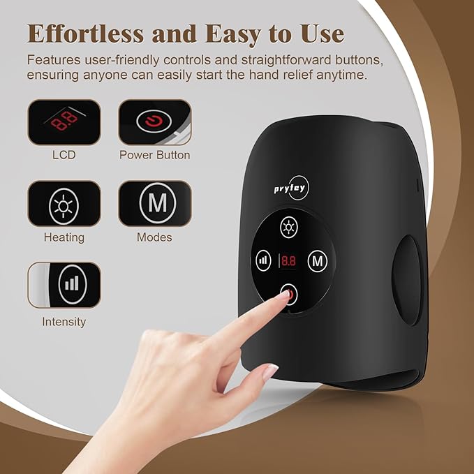 Hand Massager, 9 Modes 9 Intensities Hand Massage, Cordless Hand Massager for Arthritis and Carpal Tunnel, Gift for Men Women Parents Relaxation at Office,Dark Black