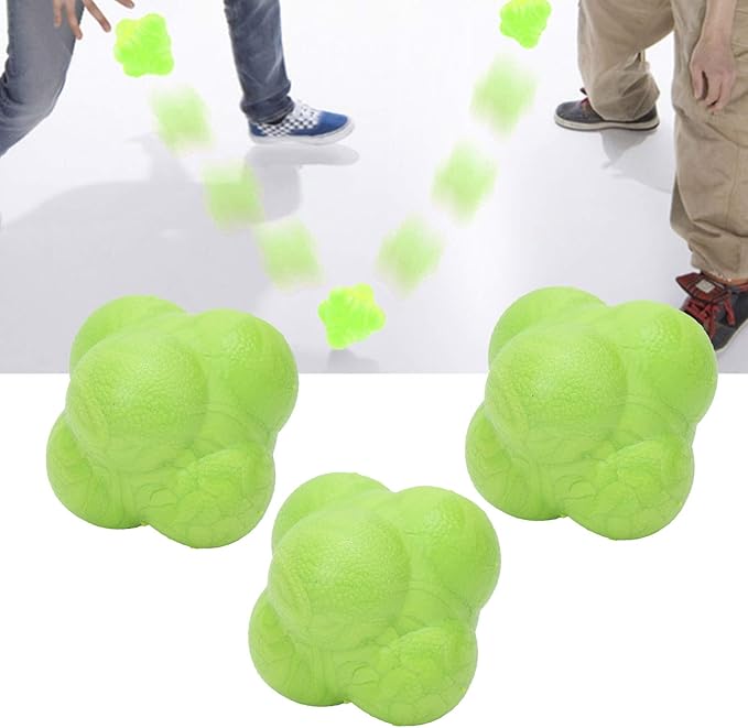Reaction Ball, 3Pcs Hex Bounce TPR Balls for Hand Eye Coordination Training, Agility Drills for Baseball Football Basketball Soccer
