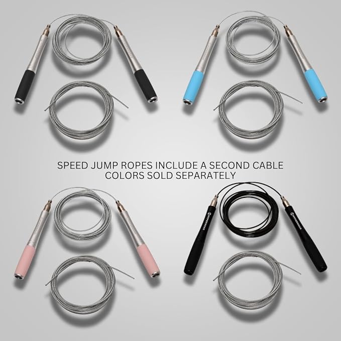HYPERWEAR Adjustable Speed Jump Rope – Patented Self-Locking Cable System, Aluminum Handles with Knurled Silicone Grip for Cardio, Cross Training & Boxing