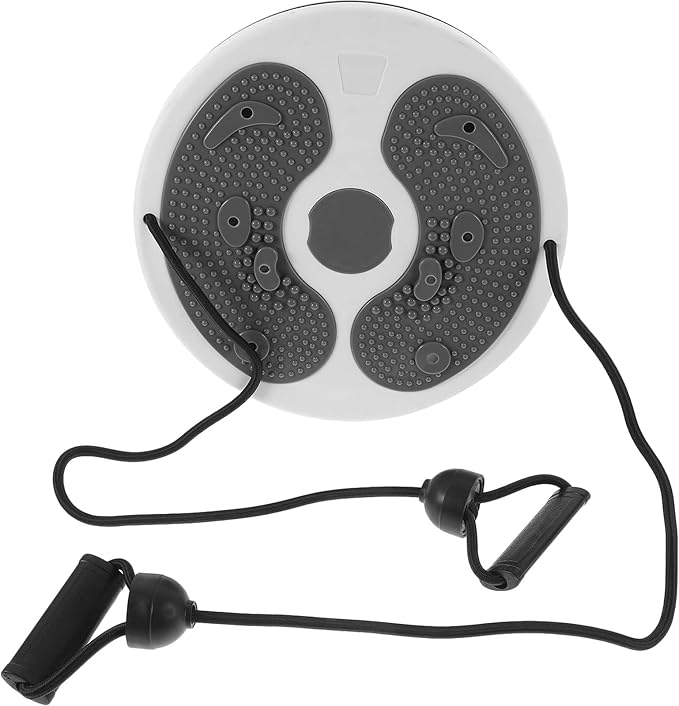 GLEAVI Twisting Waist Disc with Rope, Fitness Twisting Board for Home Exercise, Gray Plastic Waist Massage Machine for Abdominal Training and Core Strengthening