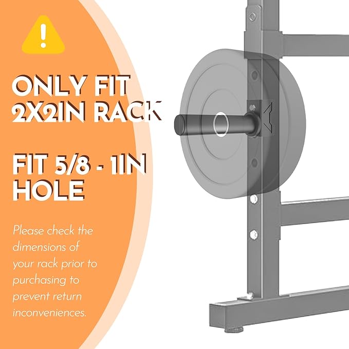 Weight Plate Holder for Power Rack – Choose 2×2 or 3×3 Uprights – Fits 5/8" to 1" Hole Diameter, Heavy-Duty Steel Plate Storage Pegs, Bolt-On Design, Pair