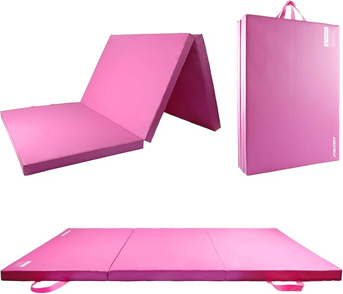 RitFit Upgraded Folding Exercise Mat, 2 Inch Thick Gymnastics Mat 3’x6’,4’x8’,4x10’,2'x8' with Carrying Handles for Yoga, MMA, Stretching, Core Workouts and Home Gym Protective Flooring