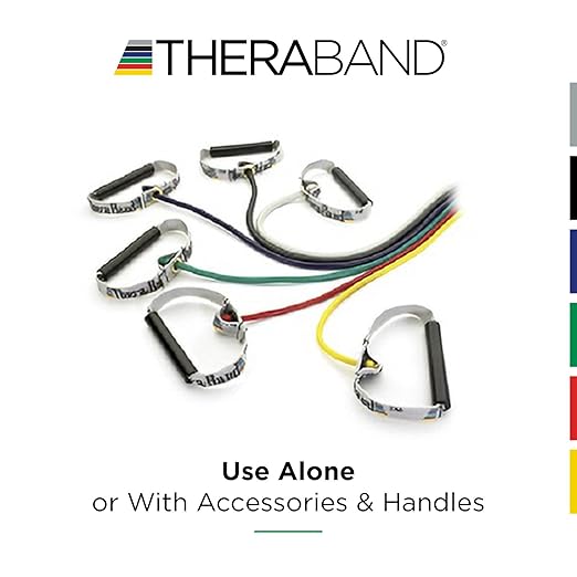 THERABAND Resistance Tubes, Professional Latex Elastic Tubing with Soft Handles For Physical Therapy, Lower Pilates, At-Home Workouts, and Rehab, 50 Inch, Black, Special Heavy, Advanced Level 1
