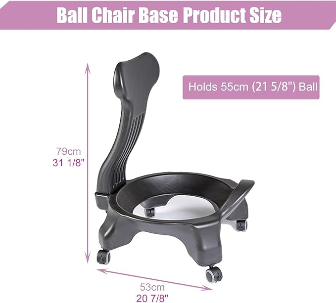 Exercise Ball Chair Stand with Backrest, Rolling Active Sitting Chairs Base, Stability Yoga Ball Chair Base for Core Strength/Sitting Balance