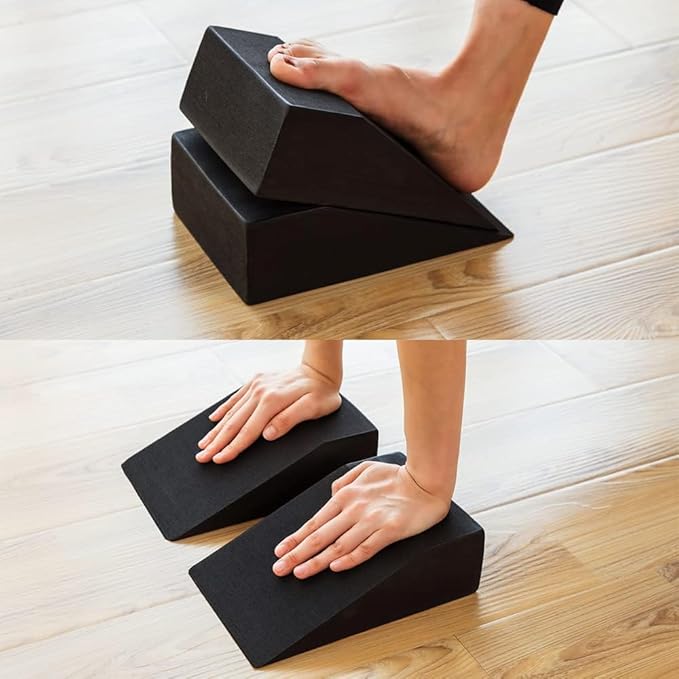 StrongTek Yoga Foam Wedge Blocks (Pair) Soft Wrist Wedge, Supportive Foot Exercise Accessories, For Balance, Strength, Stretch, Pilates, Fitness, Squat, Pushup, Plank, EVA Riser Block
