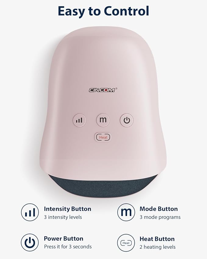 CINCOM Hand Massager - Cordless Hand Massager with Heat and Compression for Arthritis and Carpal Tunnel, Gifts for Women(Pink)