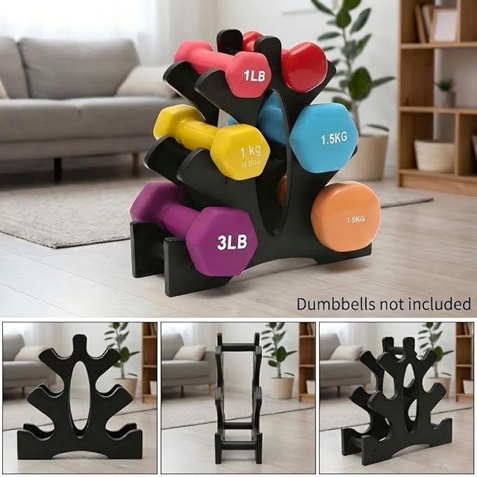 3 Tier Dumbbell Rack Stand - Compact Weight Storage Organizer for Home Gym Exercise, Small Duty 3-Tier Weight Storage Solution (Dumbbells Not Included) - 23x22.5x8.5cm