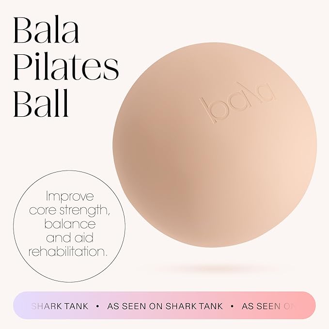 Bala Pilates Ball, Non-Weighted Exercise Ball - Small 8" Yoga Ball for Barre, Stretching, Strength & Core Training - Workout Accessory with Mini Pump for Home Gym & Fitness Routines - 100% PVC