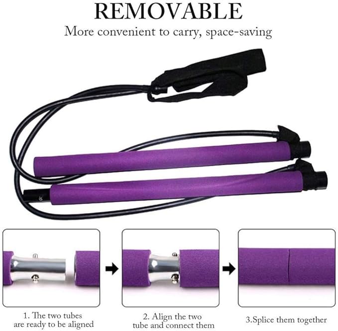 qiuqiu Pilates Resistance Band, Portable Yoga Exercise Pilates Rod Long Resistance Band,Yoga Exercise Rod Chest Expander, Fitness Equipment for Body parsimonious
