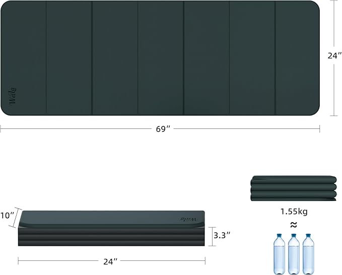 1/2 Inch Extra Thick Yoga Mat Pilates Equipment, 70"x24" Odorless Workout Mats for Home Gym, Non-slip Exercise Mats for Women Men Home Workout, Foldable Yoga Mats for Travel Camping Sleeping