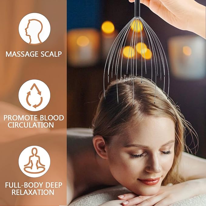 2 Pack Head Massager Scalp Massager 20 Fingers Handheld Scalp Scratcher Head Scratcher Stress Relax for Deep Relaxing, Christmas Gift Stocking Stuffers for Men Women Adults