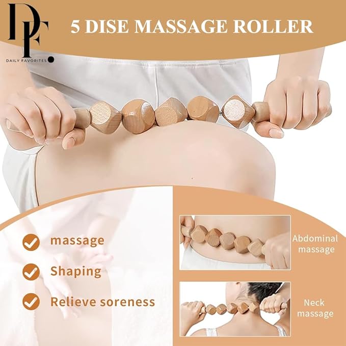 10-in-1 Wood Therapy Massage Tools – Lymphatic Drainage Tools with Gua Sha Stone for Muscle Pain Relief – Maderoterapia Kit Professional for Body Sculpting