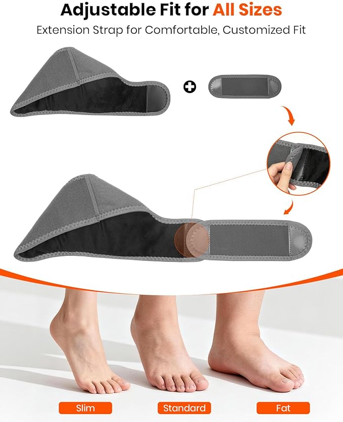 Foot Renew Massager for Neuropathy, 3-in-1 Cordless & Portable Foot and Ankle Massager for Heel, Arch & Ankle Relief, 3-Level Vibration & Heat, Ideal Gift, Includes Extension Strap (Gray)