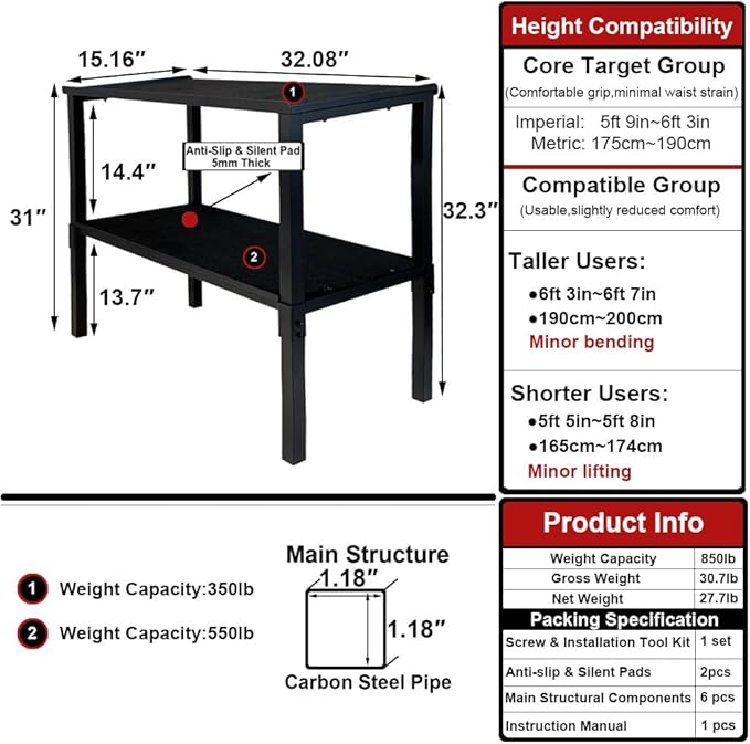 Commercial Heavy Duty Adjustable Dumbbell Stand & Kettlebell Stand, Adjustable Dumbbell Weight Rack, Kettlebell Storage Rack, Weight Rack for Garage/Home Gym/Commercial with Non-Slip Base, Anti-Tip Safety & Space-Saving Design, Weight Capacity 500/600/...