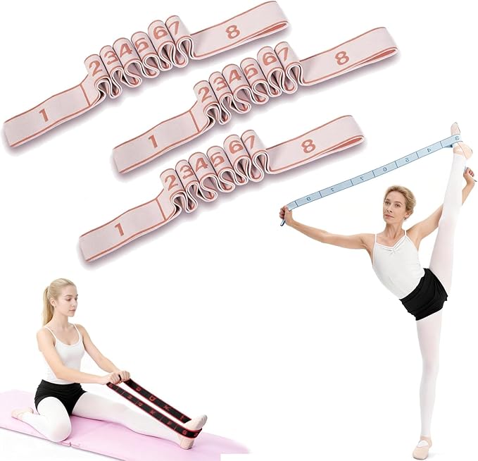 Fitness Resistance Band for Stretching & Yoga, 8/10/12-Section Stretch Band with Clear Markings, Elastic Training Band for Pilates, Yoga, Fitness & Stretching Exercises
