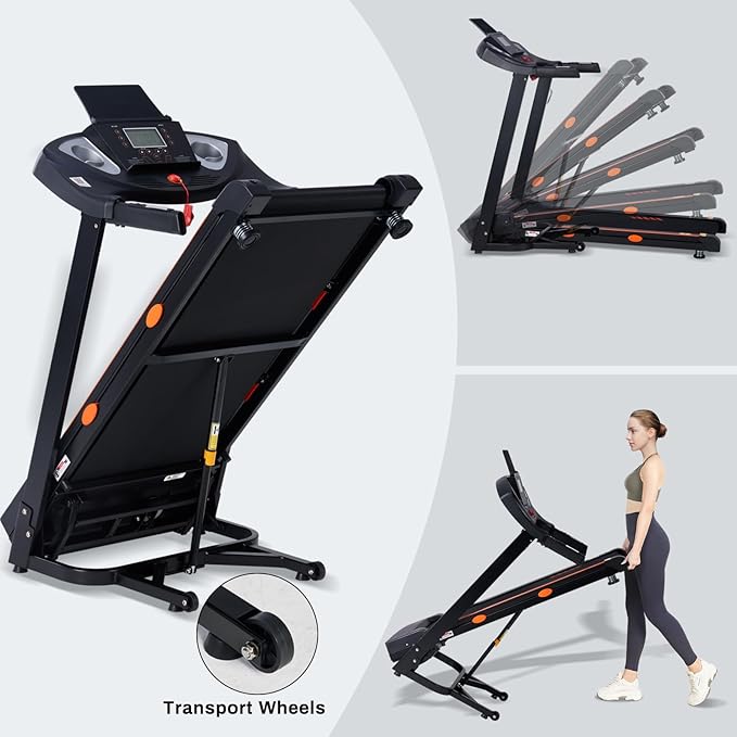 Treadmill for Home with 15-Level Auto Incline, 0.5-10 MPH, 18" Wide Running Belt, 3.0 HP, 300 LB Capacity, Shock-Absorbing Foldable Incline Treadmill with Bluetooth App