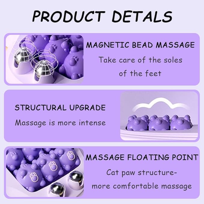 Large Size Magnetic Foot Massager Roller for Plantar Fasciitis & Pain Relief - Deep Tissue Acupressure with Cat Paw Design, Portable Reflexology Tool for Home, Office, Travel