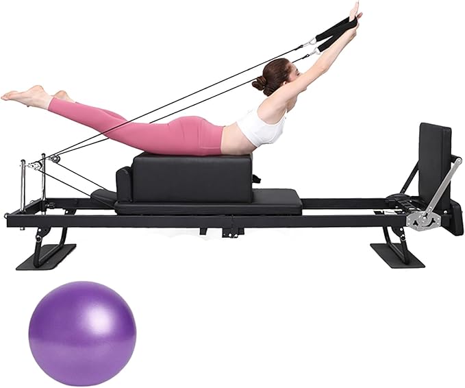 BVCL Pilates Reformer Foldable Pilates Reformer, Adjustable Intensity Pilates Bed, Load Capacity 150kg, Comes with a Square Box