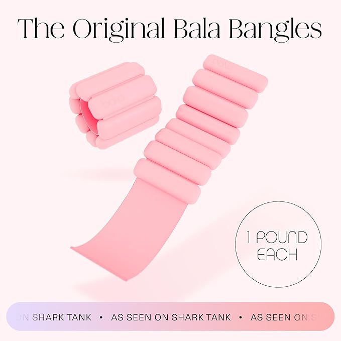 Bala Bangles Wrist & Ankle Weights for Women & Men - Adjustable Weighted Bands - Soft Silicone Arm & Leg Weights for Pilates, Yoga, Walking, Barre, Home Workout & Strength Training Exercise