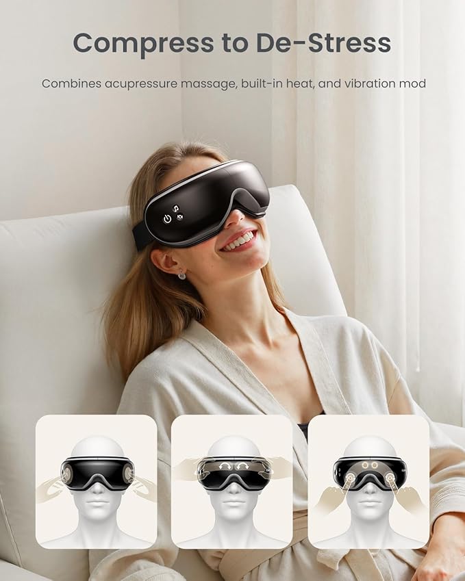 RENPHO Eyeris 1 Eye Massager with Heat, FSA Eligible HSA, Christmas Birthday Gifts for Women Men Mom Dad Her Him, Eye Mask for Migraine, Smart Sleep Mask for Dry Eyes Relax, Reduce Strain