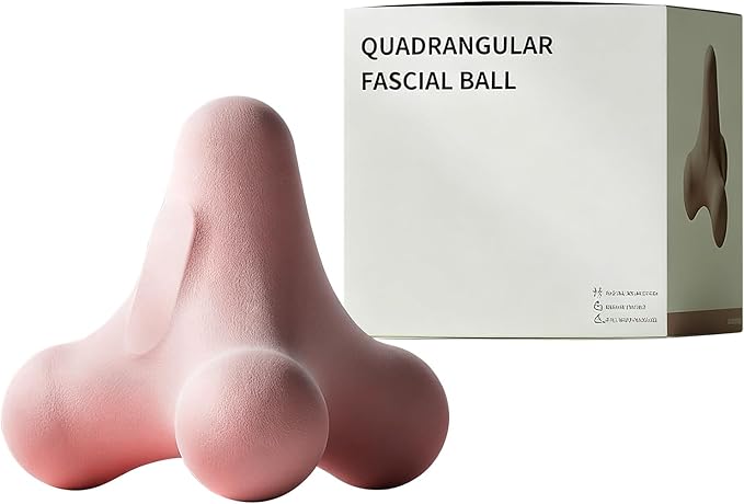 4-Node Quadrangular Fascia Massage Ball - Portable Trigger Point Therapy Tool for Muscle Relief, Myofascial Release & Facial Tension (Pink)