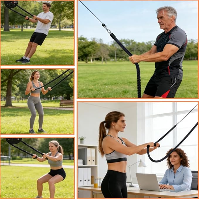 Endless Rope Trainer, Cable Machine for Home Gym, Features Adjustable Pulley and Resistance for Full Body and Upper Extremity Conditioning