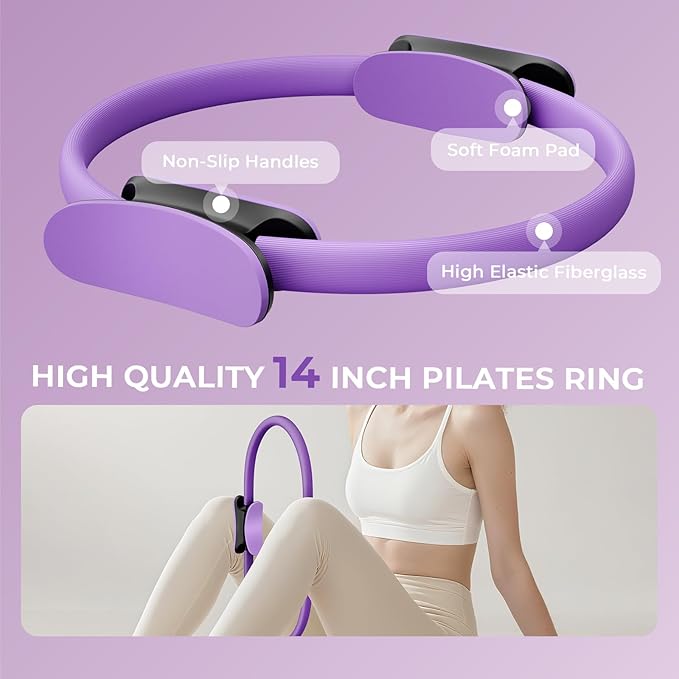 Targeted Training Pilates Kit,Upgraded Pilates Equipment for Women with 14'' Magic Circle, Figure 8 Bands, Pilates Ball & Bands to Firm Core, Thighs, Glutes & Arms at Home - Workout Guide Included