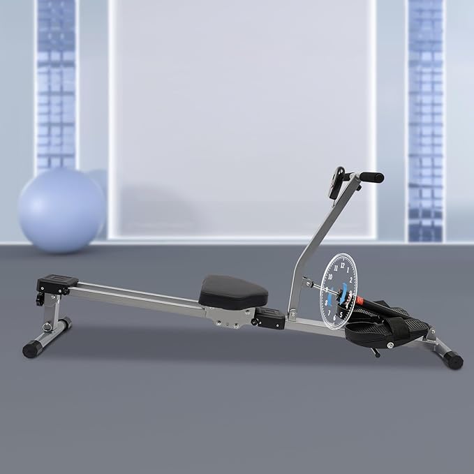 Rowing Machine, Professional Compact Rowing Machine with 12 Levels of Resistance, 3 Adjustable Height and LED Meter, Foldable Hydraulic Rower for Home and Gym Use, Sports Fields