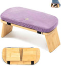 Meditation Bench, Bamboo Meditation Stool, Folding Kneeling Meditation Bench, Seiza Prayer Bench, Prayer Bench with Meditation Cushion, Kneeling Stool (Purple)