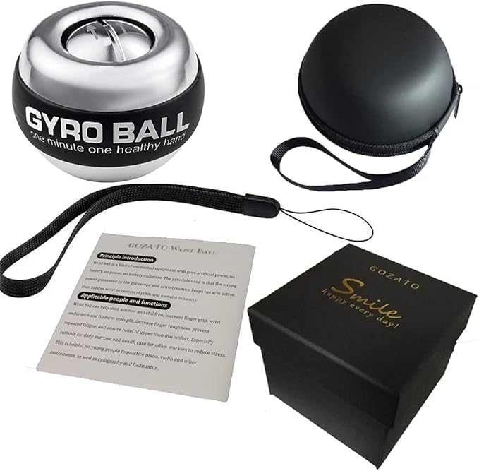 Auto-Start Wrist Power Gyro Ball with LED Lights, Wrist Strengthener and Forearm Exerciser for Stronger Arm Fingers and Muscle
