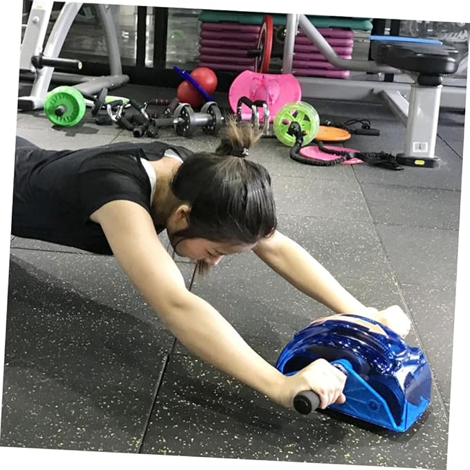 Four-wheeled Ab Roller Muscle Wheel with Gear Resistance, Blue Abdominal Exercise Wheel for Household Core Workout Fitness Equipment