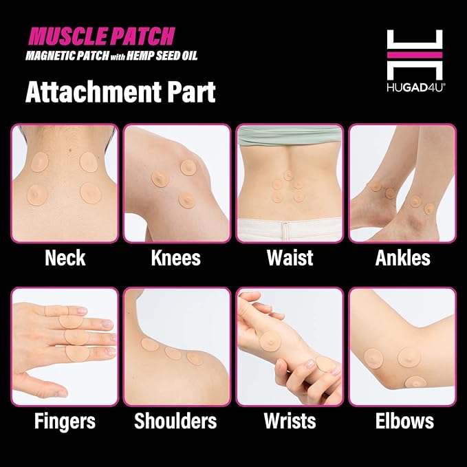 [90Pack] Muscle Magnetic Patch with Natural Oil, Magnetic Acupressure Patches, 1300 Gauss, Magnet Therapy, Light Magnetic Energies, Made in South Korea (90)