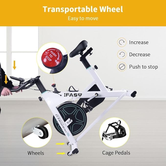 Adjustable Resistance Indoor Exercise Bike with LCD Monitor, Quiet Magnetic Drive, Stable Flywheel, Home Gym Cardio Trainer for Weight Loss and Fitness