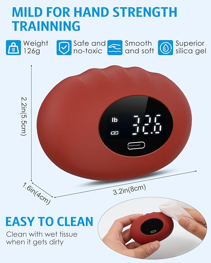 AMIR Hand Grip Strength Tester Trainer, Upgraded Rechargeable Electronic Hand Dynamometer up 395 Lbs (180kg) Forearm - Gripper-Finger Grip Strengthener Exerciser for Gifts, Stress Balls for Sport Home School Use