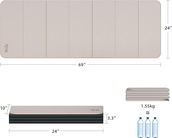 1/2 Inch Extra Thick Yoga Mat Pilates Equipment, 70"x24" Odorless Workout Mats for Home Gym, Non-slip Exercise Mats for Women Men Home Workout, Foldable Yoga Mats for Travel Camping Sleeping