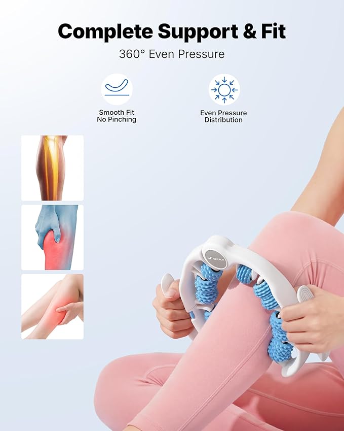 MERACH Cellulite Massage Tool with Push Pull Roller, Lymphatic Drainage Massager, Leg Massager with Detachable Handles, Exercise Equipment for Thighs & Legs & Buttocks, Gift for Women
