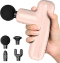 Mini Massage Gun, Powerful Handheld Muscle Massager for Muscle Relaxation, Deep Tissue Percussion Small Massage Gun Travel Massager with 4 Massage Heads Silent Brushless Motor, Pink