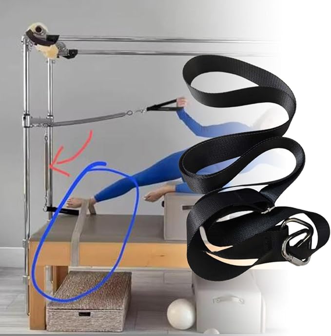 Pilates Equipment Strap Adjustable Reformer Belt Exercise Foot Accessories with Rings Nylon Material Portable for Women Strength Training Suitable for