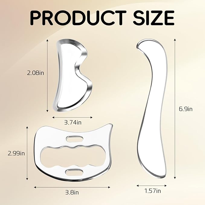 3-in-1 Stainless Steel Gua Sha & IASTM Muscle Scraping Massage Tools Set for Soft Tissue Therapy – Ideal for Physical Therapy & Body Recovery