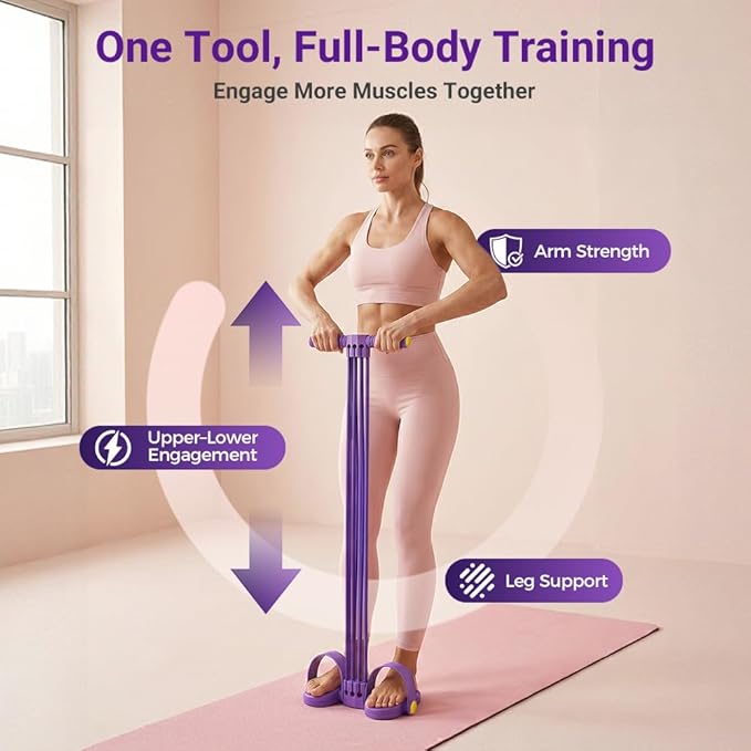 Pedal Resistance Bands with Handles, 2026 New Multifunction Tension Rope for Yoga Pilates, Portable Fitness Resistance Bands for Travel, Adjustable Tension Training Bands for Beginners