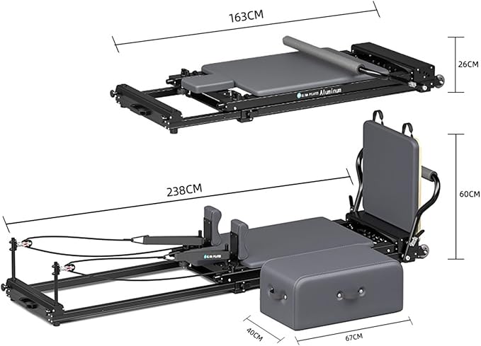 Portable Folding Body Reformer,Pilates Core Bed Large Equipment, Adjustable Strength Yoga Exercise , Base