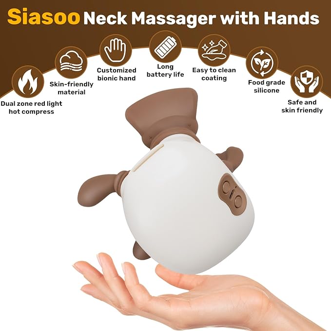 Shoulder and Neck Massager with Heat Heated Massager, Neck Massager with Fingers, Shoulder Massager with Hands, Simulates a Real Palm Massage for Comfort, Relax Muscle Tension